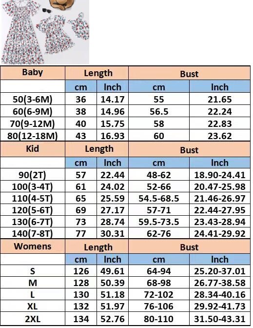 Flower Print Mother Daughter Matching Dresses Family Look Mommy and Me Clothes Outfits Mom Mum & Baby Women Girls Dress