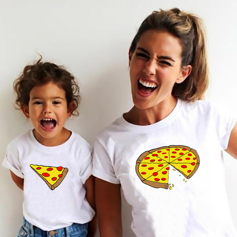 Family Matching Clothes Father Mother Daughter Son Pizza T-shirt Clothes Dad Mom and Me Baby Tshirt The Price of a Piece Clothes