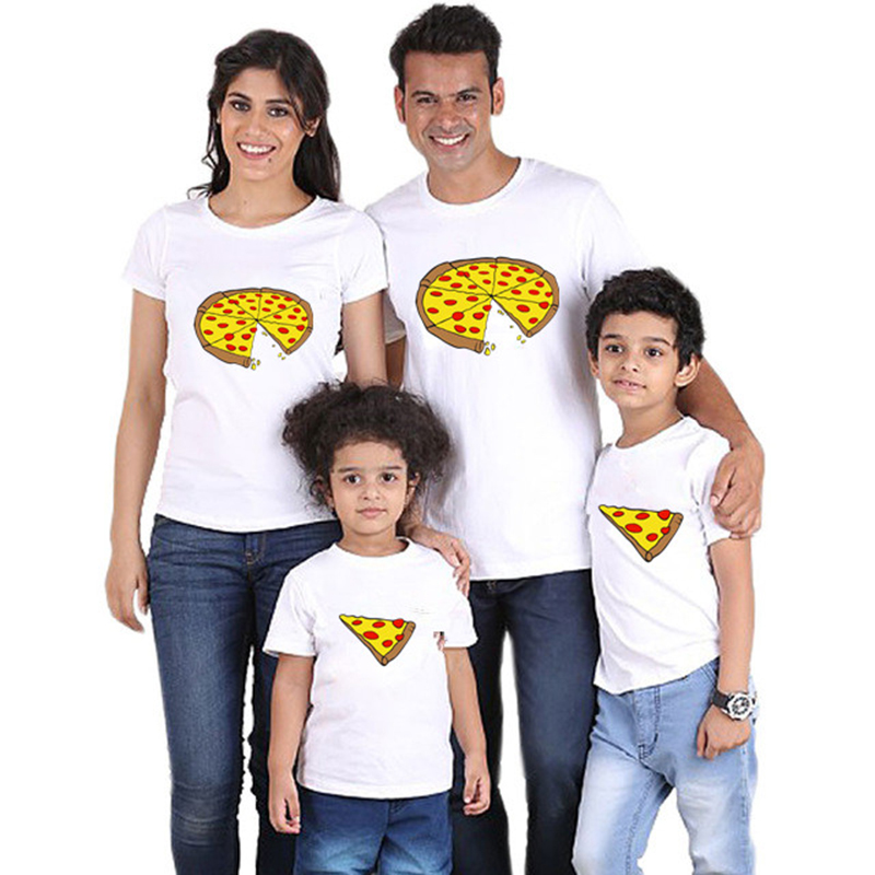 Family Matching Clothes Father Mother Daughter Son Pizza T-shirt Clothes Dad Mom and Me Baby Tshirt The Price of a Piece Clothes