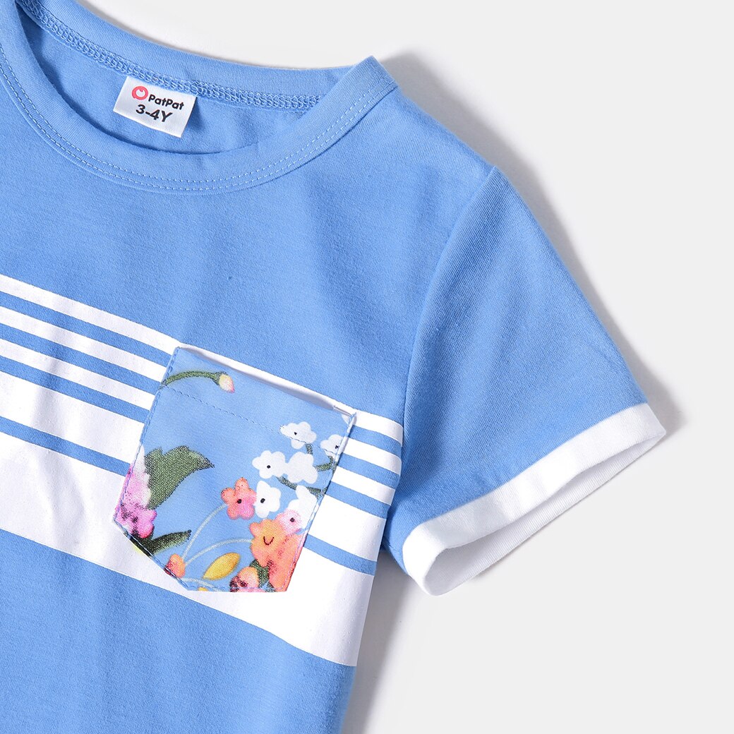 PatPat Family Matching Outfits Floral Print Ruffle-sleeve Belted Midi Dresses and Striped Short-sleeve T-shirts Sets PatPat Family Matching Outfits Floral Print Ruffle-sleeve Belted Midi Dresses and Striped Short-sleeve T-shirts Sets