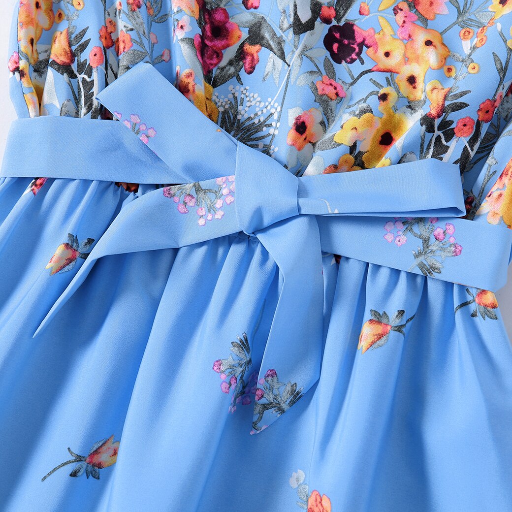 PatPat Family Matching Outfits Floral Print Ruffle-sleeve Belted Midi Dresses and Striped Short-sleeve T-shirts Sets PatPat Family Matching Outfits Floral Print Ruffle-sleeve Belted Midi Dresses and Striped Short-sleeve T-shirts Sets