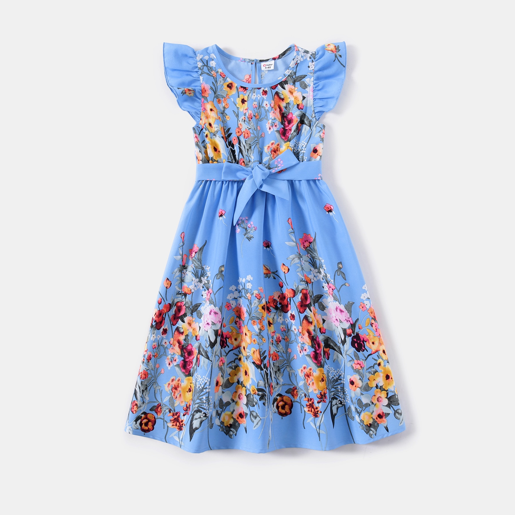 PatPat Family Matching Outfits Floral Print Ruffle-sleeve Belted Midi Dresses and Striped Short-sleeve T-shirts Sets PatPat Family Matching Outfits Floral Print Ruffle-sleeve Belted Midi Dresses and Striped Short-sleeve T-shirts Sets