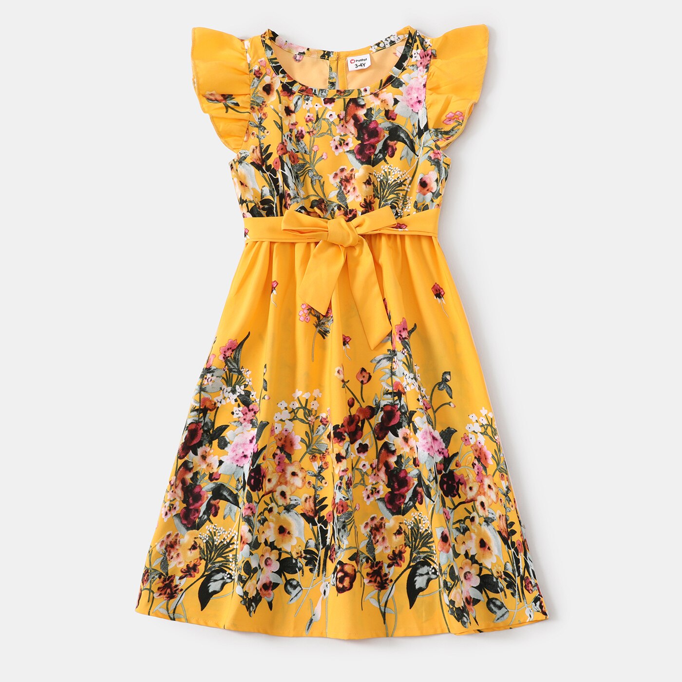 PatPat Family Matching Outfits Floral Print Ruffle-sleeve Belted Midi Dresses and Striped Short-sleeve T-shirts Sets PatPat Family Matching Outfits Floral Print Ruffle-sleeve Belted Midi Dresses and Striped Short-sleeve T-shirts Sets
