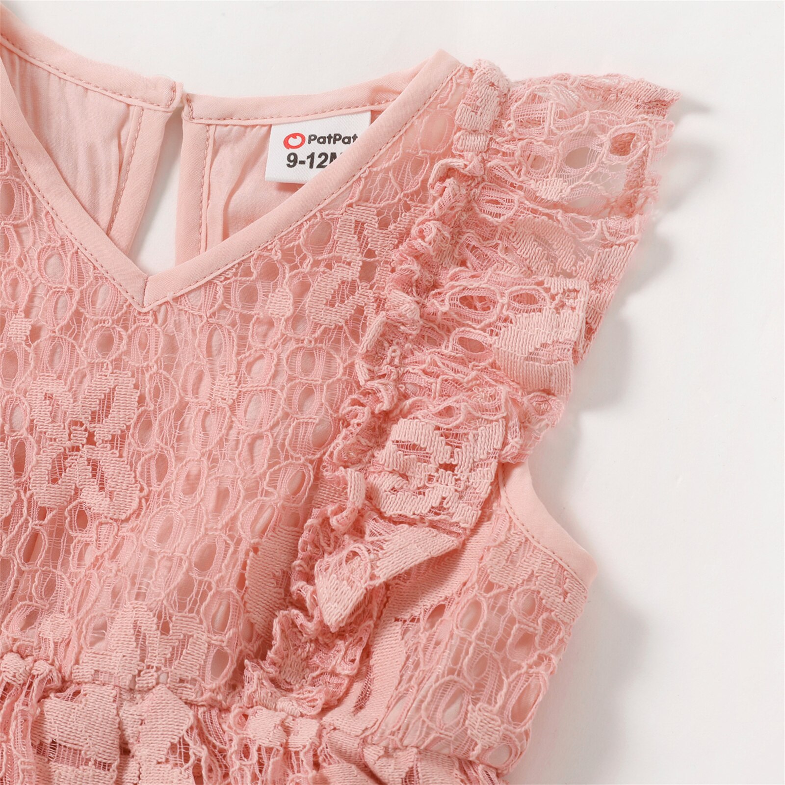 PatPat Family Matching Pink Lace V Neck Sleeveless Ruffle Dresses and Colorblock T-shirts Sets PatPat Family Matching Pink Lace V Neck Sleeveless Ruffle Dresses and Colorblock T-shirts Sets