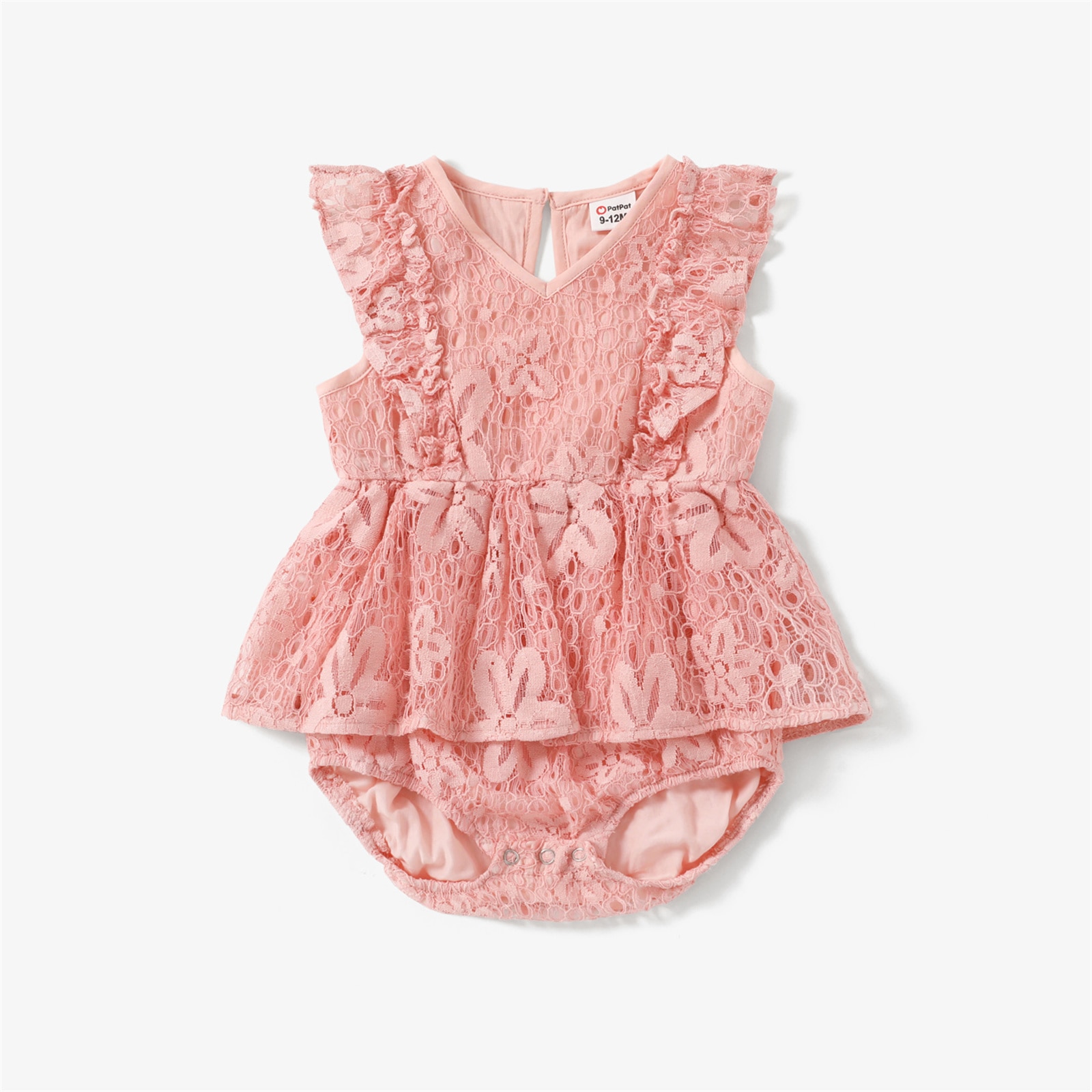 PatPat Family Matching Pink Lace V Neck Sleeveless Ruffle Dresses and Colorblock T-shirts Sets PatPat Family Matching Pink Lace V Neck Sleeveless Ruffle Dresses and Colorblock T-shirts Sets