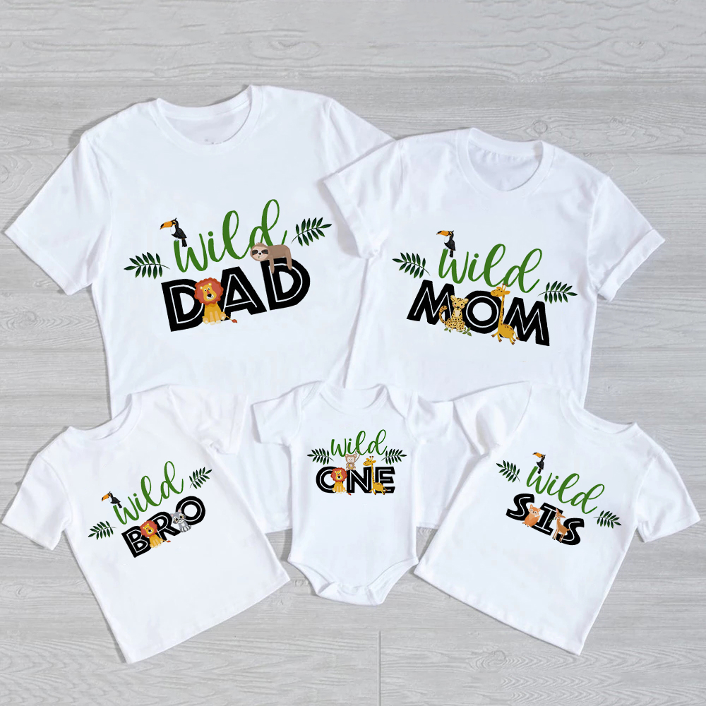 Matching Wild One Family Shirts Wild Ones Mom & Dad & Bro & Sis Party Clothes 1st Birthday Safari Jungle Family Look Outfits