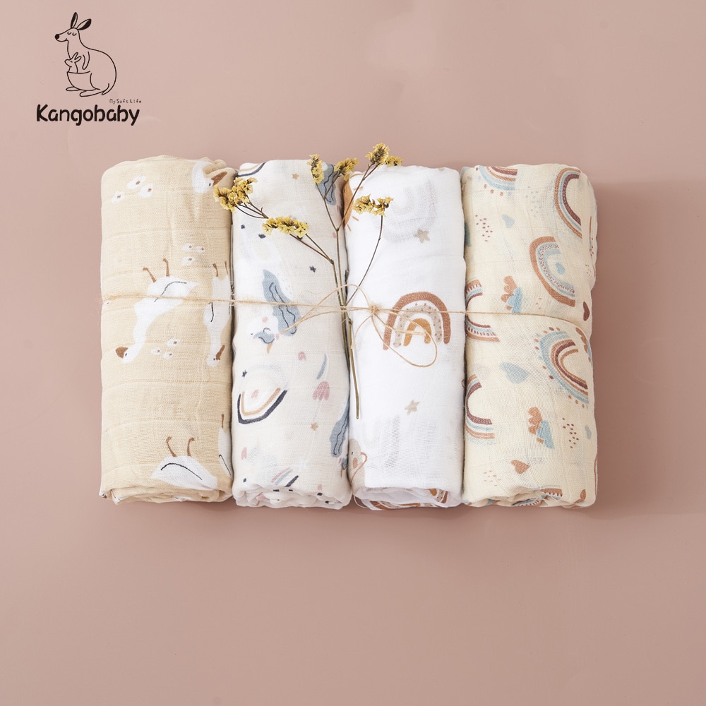 Kangobaby 100% Cotton 4PCS Gift Set #My Soft Life# Hot Sale All Season Popular Design Muslin Swaddle Blanket Kangobaby 100% Cotton 4PCS Gift Set #My Soft Life# Hot Sale All Season Popular Design Muslin Swaddle Blanket
