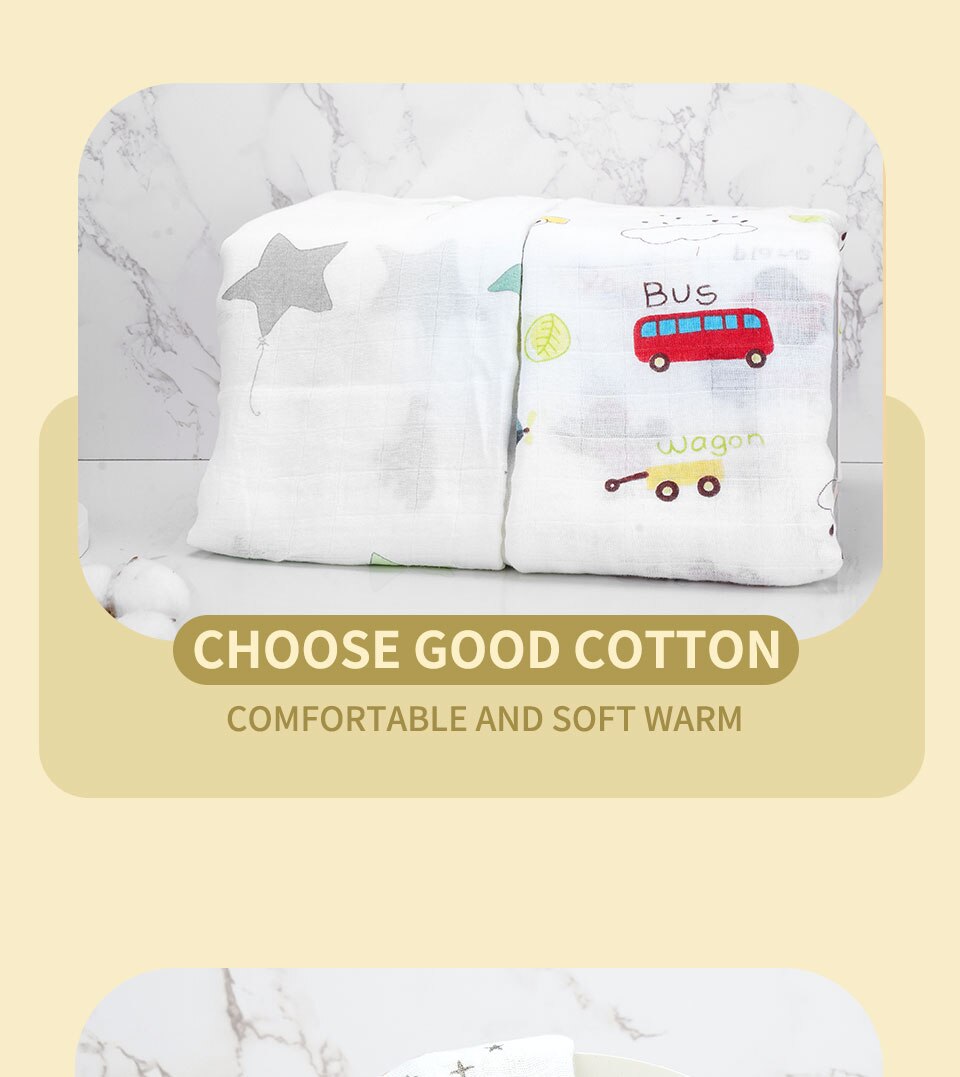 Kangobaby #My Soft Life# 2 Pieces Pack All Season Bamboo Cotton Muslin Swaddle Blanket Newborn Baby Wrap