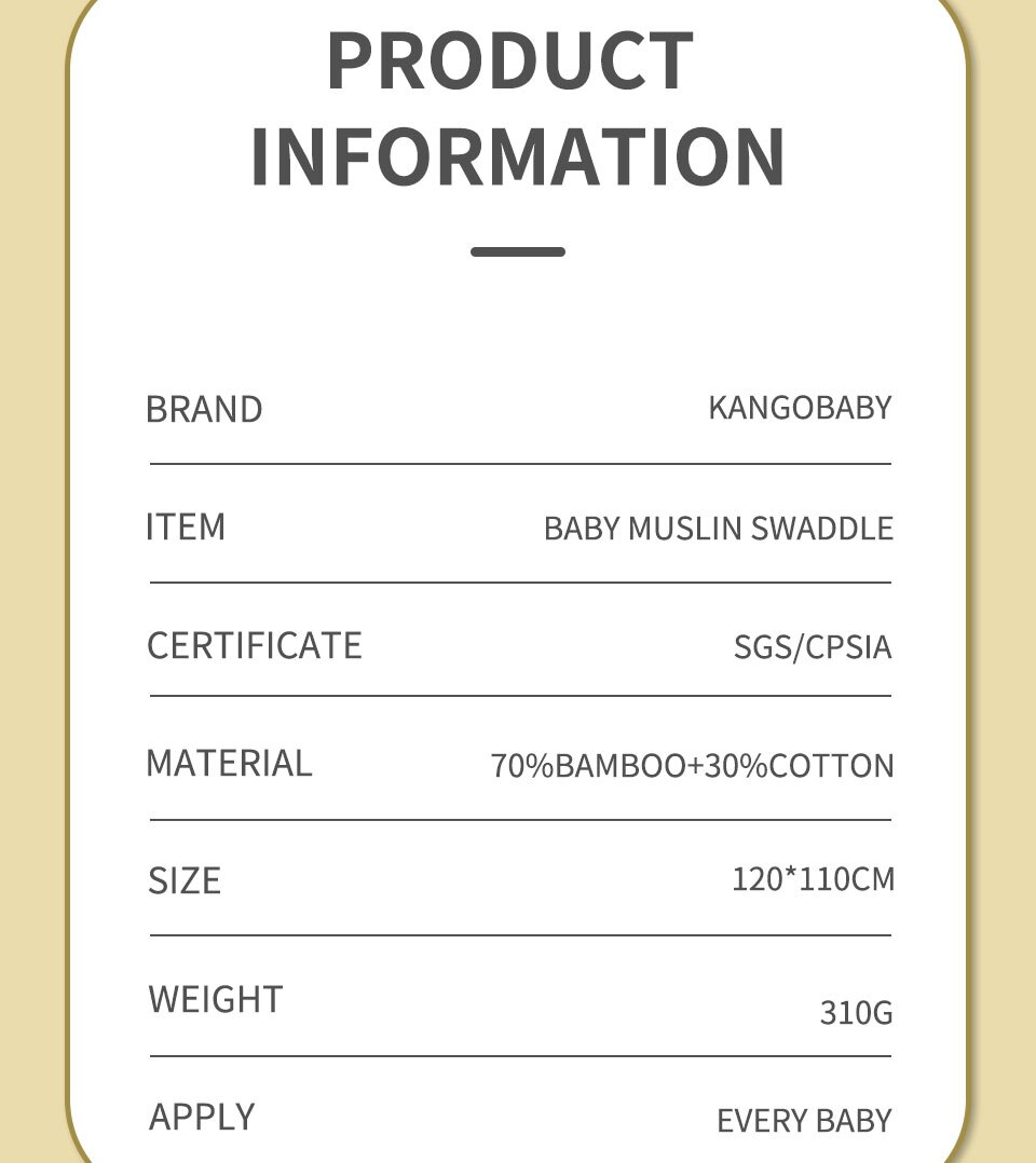 Kangobaby #My Soft Life# 2 Pieces Pack All Season Bamboo Cotton Muslin Swaddle Blanket Newborn Baby Wrap