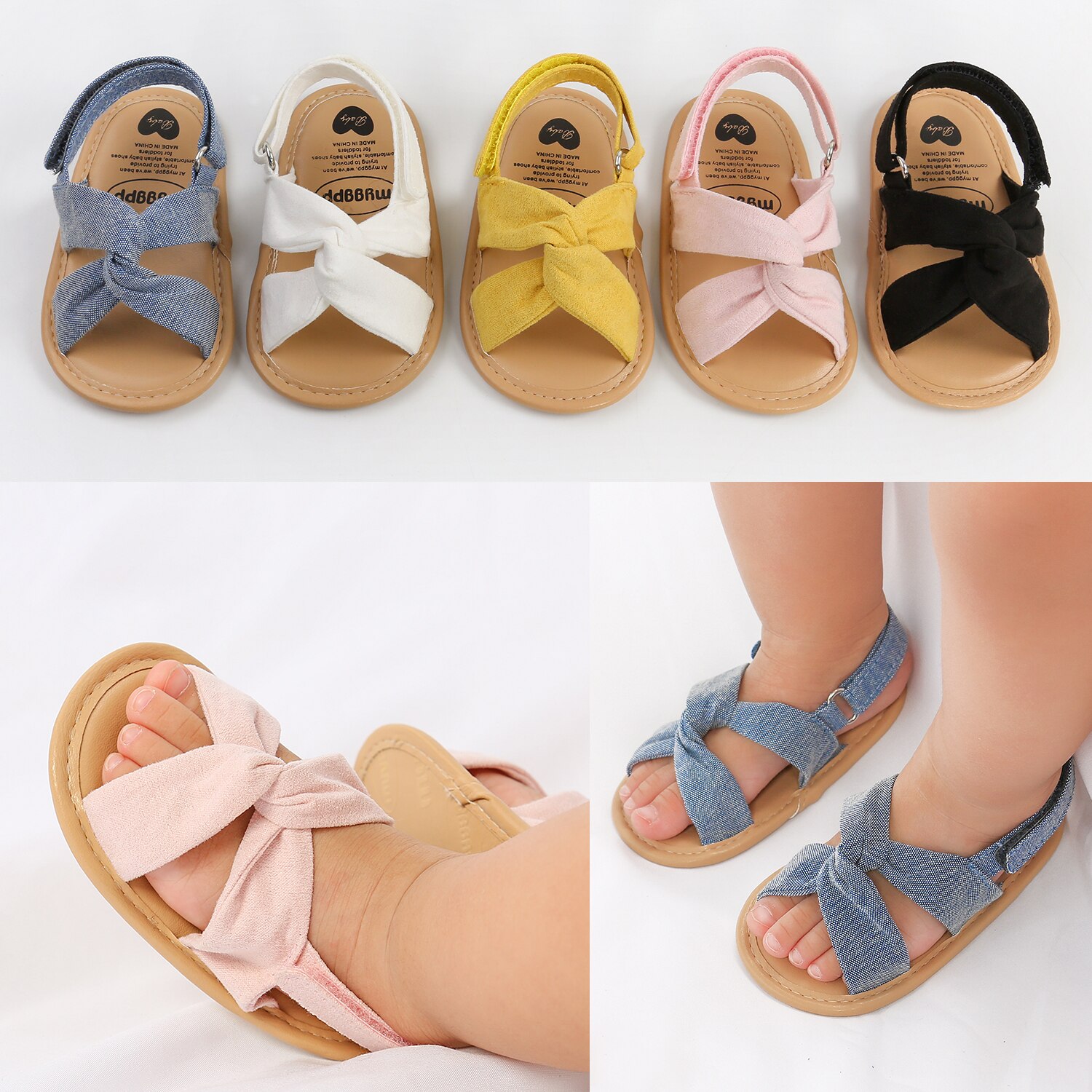 0-18M moda yeni doğan bebek kız sandalet prenses ayakkabı bebek Bowknot y&uuml;r&uuml;meye başlayan &ccedil;ocuk yaz sandalet PU kaymaz ayakkabı