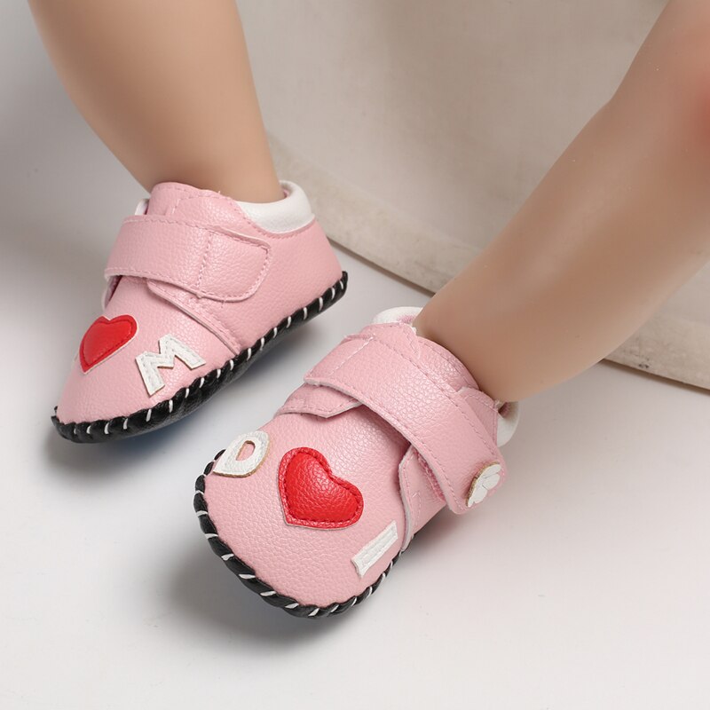 Pembe bebek ayakkabıları prenses moda Sneakers bebek yumuşak taban Anti Slip ilk y&uuml;r&uuml;te&ccedil;ler 0-1 yaşındaki bebek vaftiz ayakkabıları