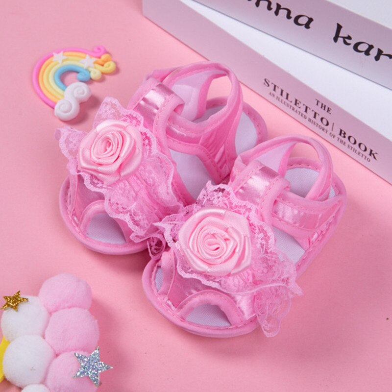 Bebek ilk y&uuml;r&uuml;y&uuml;şe yaz kız erkek bebek sandalet sevimli &ccedil;i&ccedil;ek kaymaz pamuk taban bebek ayakkabısı