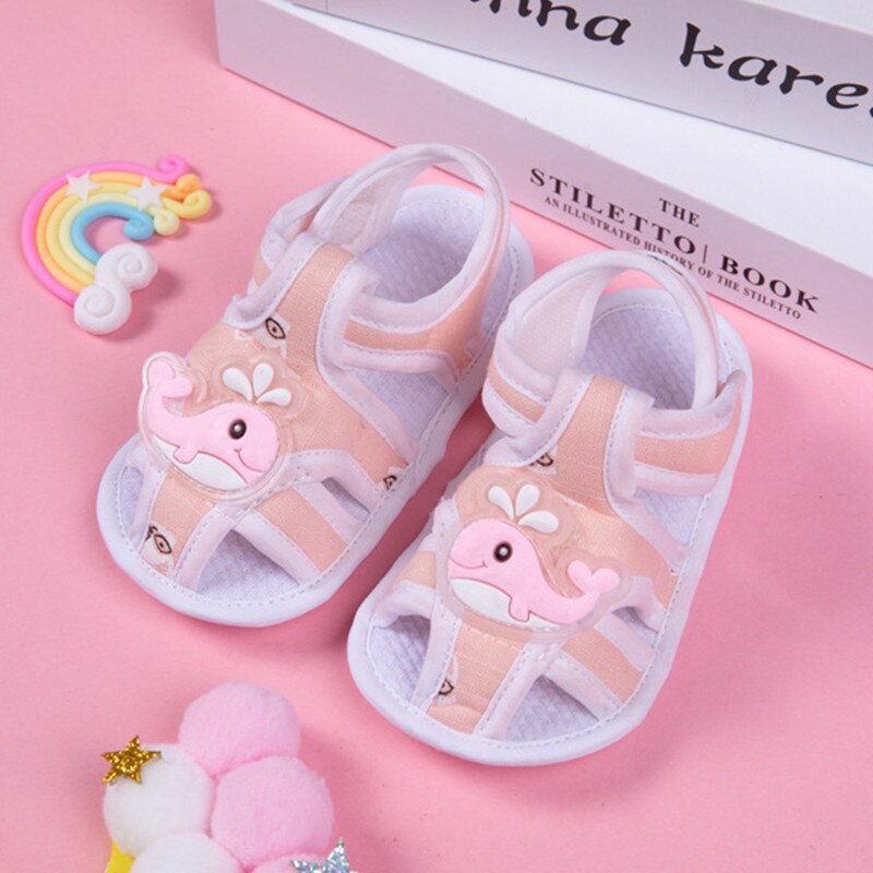 Bebek ilk y&uuml;r&uuml;y&uuml;şe yaz kız erkek bebek sandalet sevimli &ccedil;i&ccedil;ek kaymaz pamuk taban bebek ayakkabısı