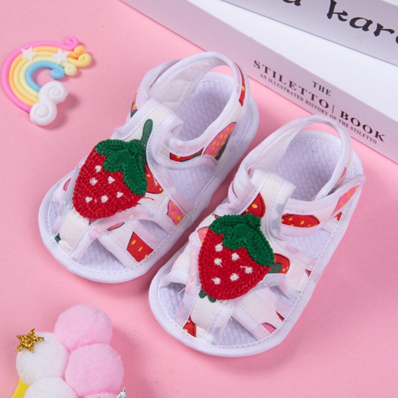 Bebek ilk y&uuml;r&uuml;y&uuml;şe yaz kız erkek bebek sandalet sevimli &ccedil;i&ccedil;ek kaymaz pamuk taban bebek ayakkabısı