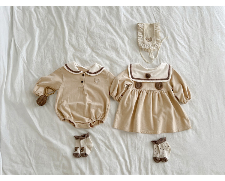 Brother And Sister Matching Outfit Spanish Twins Baby Clothes Infant Girls Dresses Newborn Long Sleeve Onesie Toddler Bodysuit