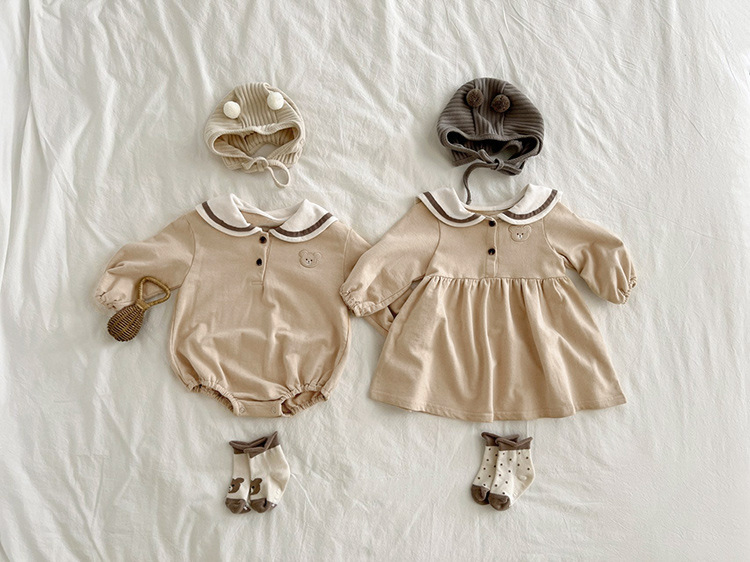 Brother And Sister Matching Outfit Spanish Twins Baby Clothes Infant Girls Dresses Newborn Long Sleeve Onesie Toddler Bodysuit