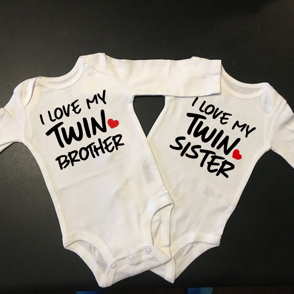 Newborn Infant Baby Boy Girls Bodysuit TWIN SISTER TWIN BROTHER Printing Jumpsuit Clothes Outfits Baby Twin Shower Gift Newborn Infant Baby Boy Girls Bodysuit TWIN SISTER TWIN BROTHER Printing Jumpsuit Clothes Outfits Baby Twin Shower Gift