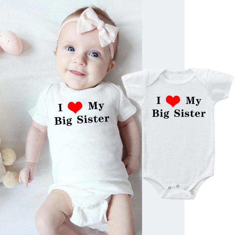 I Love My Big Sister Print NewbornRomper Infant Baby Boy Girl Short Sleeve Jumpsuit Funny Toddler Casual Rompers Outfits I Love My Big Sister Print NewbornRomper Infant Baby Boy Girl Short Sleeve Jumpsuit Funny Toddler Casual Rompers Outfits