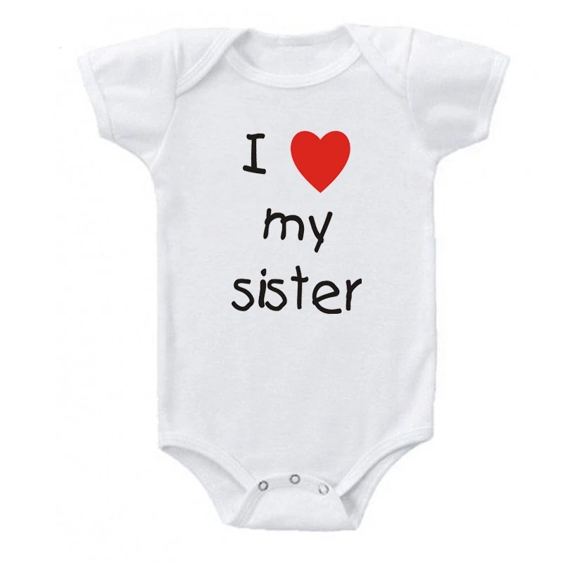 I Love My Sister Brother Baby Casual Bodysuits Twins Baby Boys Girls s Rompers Short Sleeve Summer Infant Outfits Clothes