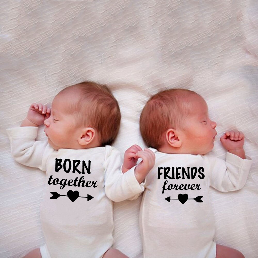 1 Pc Born Together and Friends Forever Baby Autumn Long Sleeves Jumpsuit Twins Baby Bodysuits Toddler Casual Ropa 1 Pc Born Together and Friends Forever Baby Autumn Long Sleeves Jumpsuit Twins Baby Bodysuits Toddler Casual Ropa