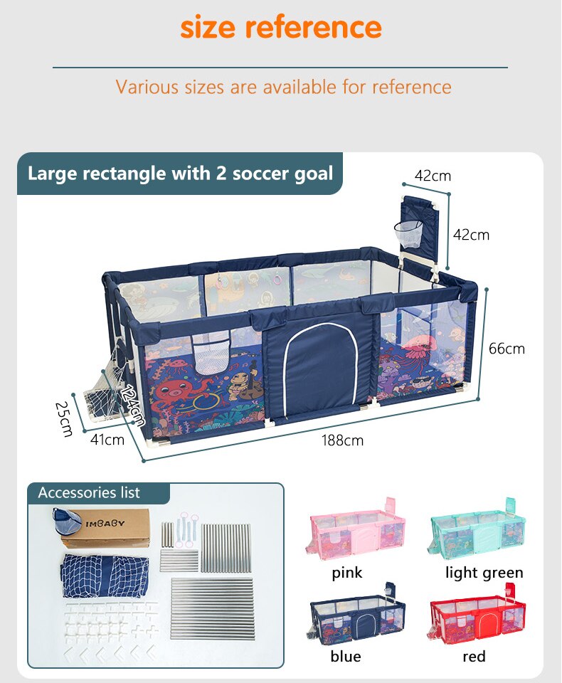 IMBABY Baby Playpen Safety Barrier Children's Playpens Kids Fence Balloons Pit Pool Balls For Newborn Balls Playground Basketbal