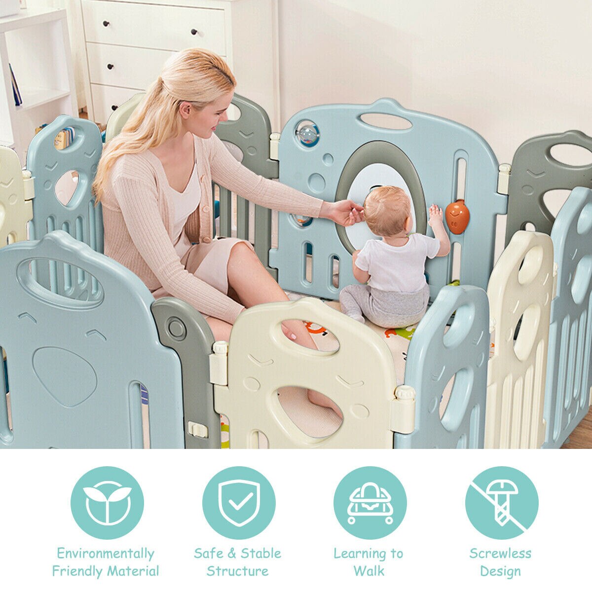 Costway Kids Baby Playpen 14 Panel Activity Center Safety Play Yard Home Indoor Outdoor Costway Kids Baby Playpen 14 Panel Activity Center Safety Play Yard Home Indoor Outdoor