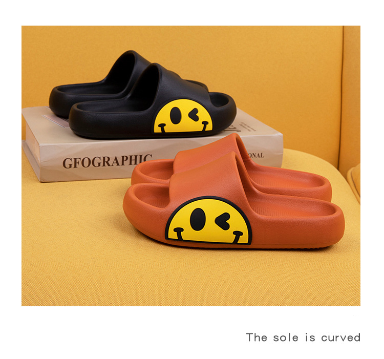 2023 Summer Lovely Happy Smiley Face Slippers Kids Indoor Home Children's Boys Girls Non-Slip Fashion Sandals Shoes