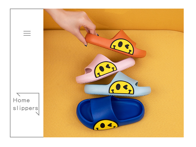 2023 Summer Lovely Happy Smiley Face Slippers Kids Indoor Home Children's Boys Girls Non-Slip Fashion Sandals Shoes