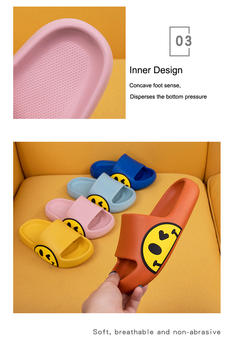2023 Summer Lovely Happy Smiley Face Slippers Kids Indoor Home Children's Boys Girls Non-Slip Fashion Sandals Shoes