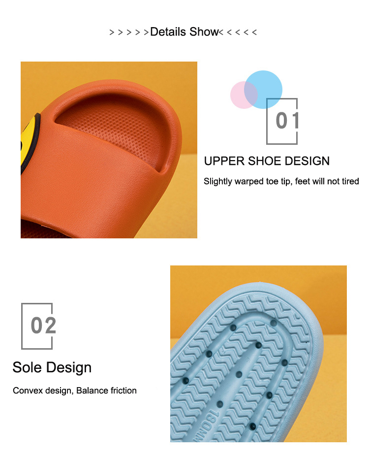 2023 Summer Lovely Happy Smiley Face Slippers Kids Indoor Home Children's Boys Girls Non-Slip Fashion Sandals Shoes