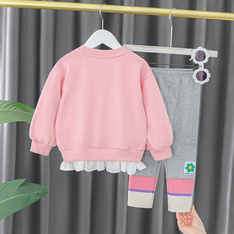 Babi Girls Gallus Sets 2023 Flower Style Cotton Materail Long Sleeve From 1 to 5 Years  Child Kids Costum Infant Sport Bear