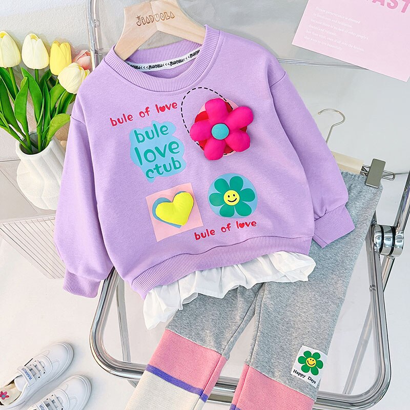 Babi Girls Gallus Sets 2023 Flower Style Cotton Materail Long Sleeve From 1 to 5 Years  Child Kids Costum Infant Sport Bear