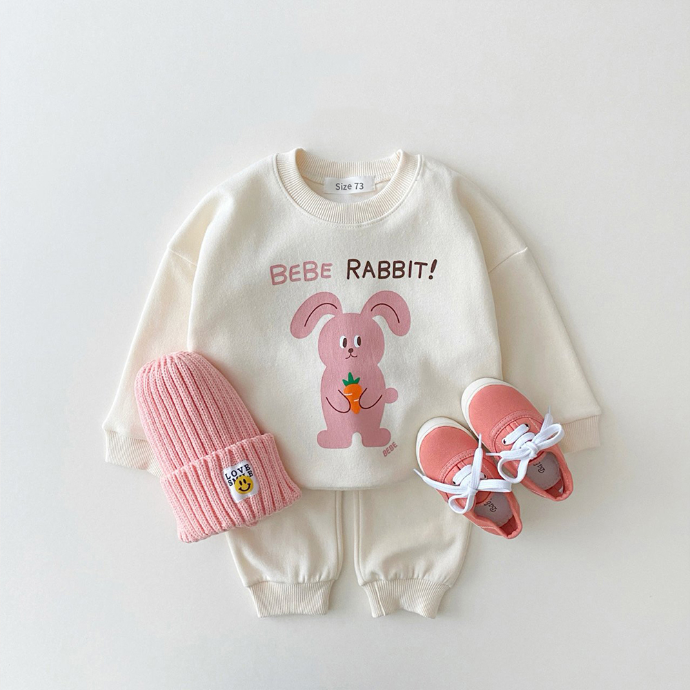 2023 Autumn New Arrival Sports Set Children Girls Comfortable Bear Solid Pullover Sweatshirts+Loose Cotton Pants Boy Casual Suit