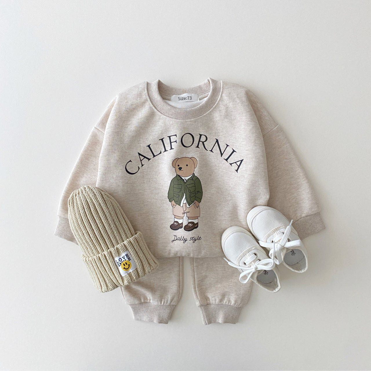 Baby Boy Girl Clothing Sets Children Bear Pullover Sweatshirts + Simple Solid Cotton Sports Pants 2pc Kids Clothes Boy New Suit