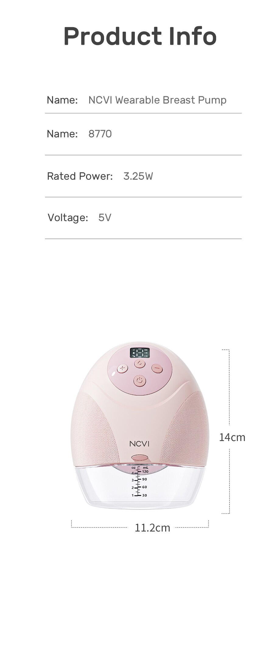 NCVI Wearable Breast Pump, Hands Free Breast Pump, 3 Modes & 9 Levels, Painless Ultra Quiet Rechargeable Battery, 21/24mm Flange