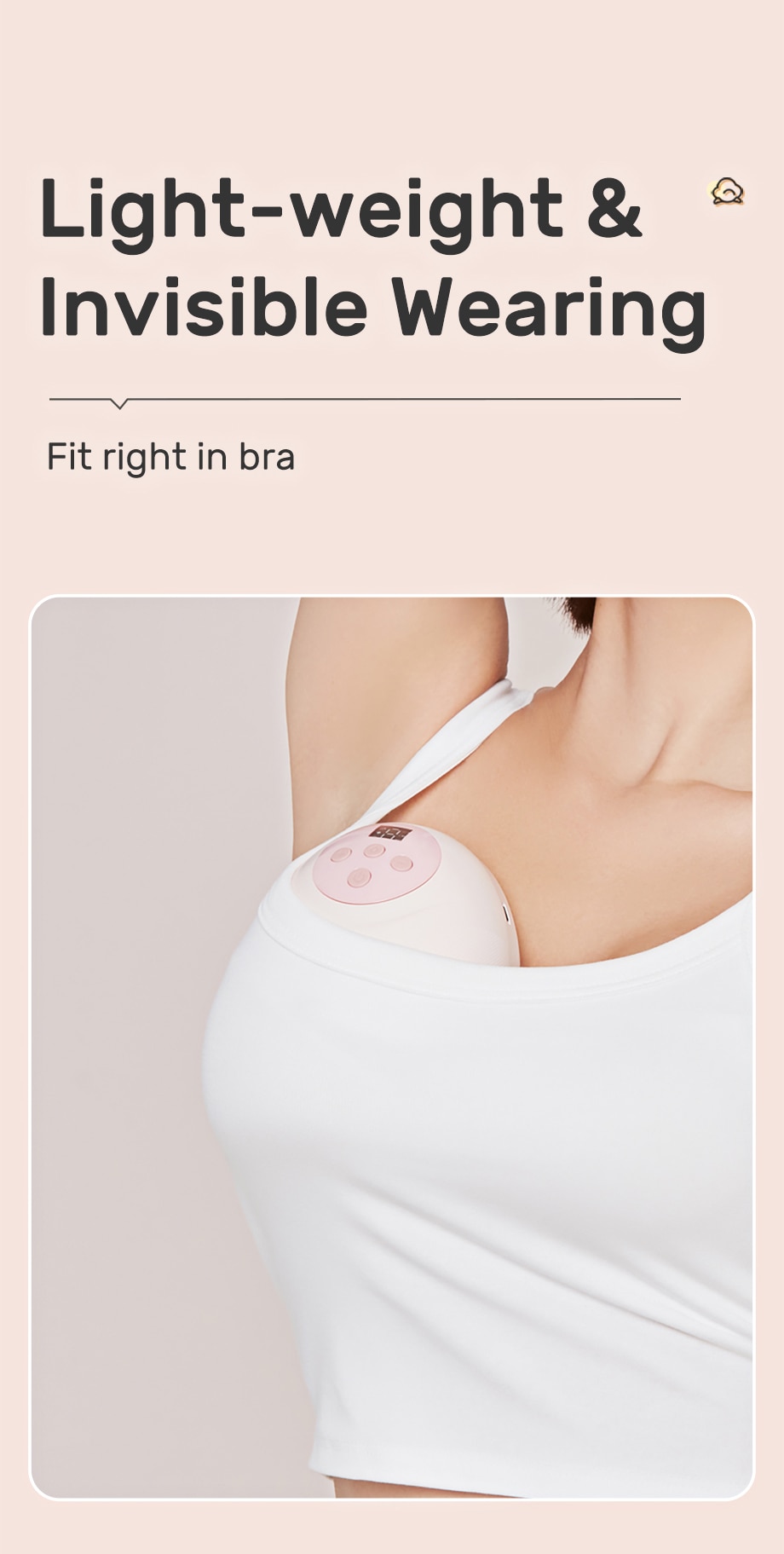 NCVI Wearable Breast Pump, Hands Free Breast Pump, 3 Modes & 9 Levels, Painless Ultra Quiet Rechargeable Battery, 21/24mm Flange