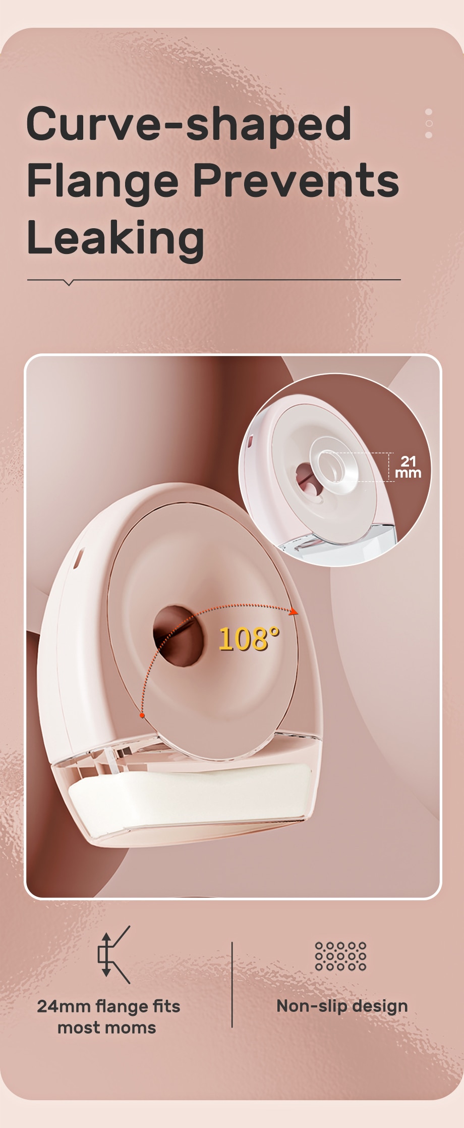 NCVI Wearable Breast Pump, Hands Free Breast Pump, 3 Modes & 9 Levels, Painless Ultra Quiet Rechargeable Battery, 21/24mm Flange