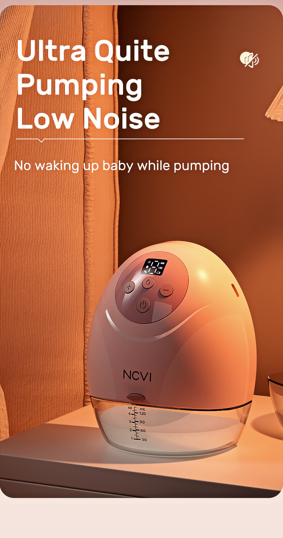 NCVI Wearable Breast Pump, Hands Free Breast Pump, 3 Modes & 9 Levels, Painless Ultra Quiet Rechargeable Battery, 21/24mm Flange