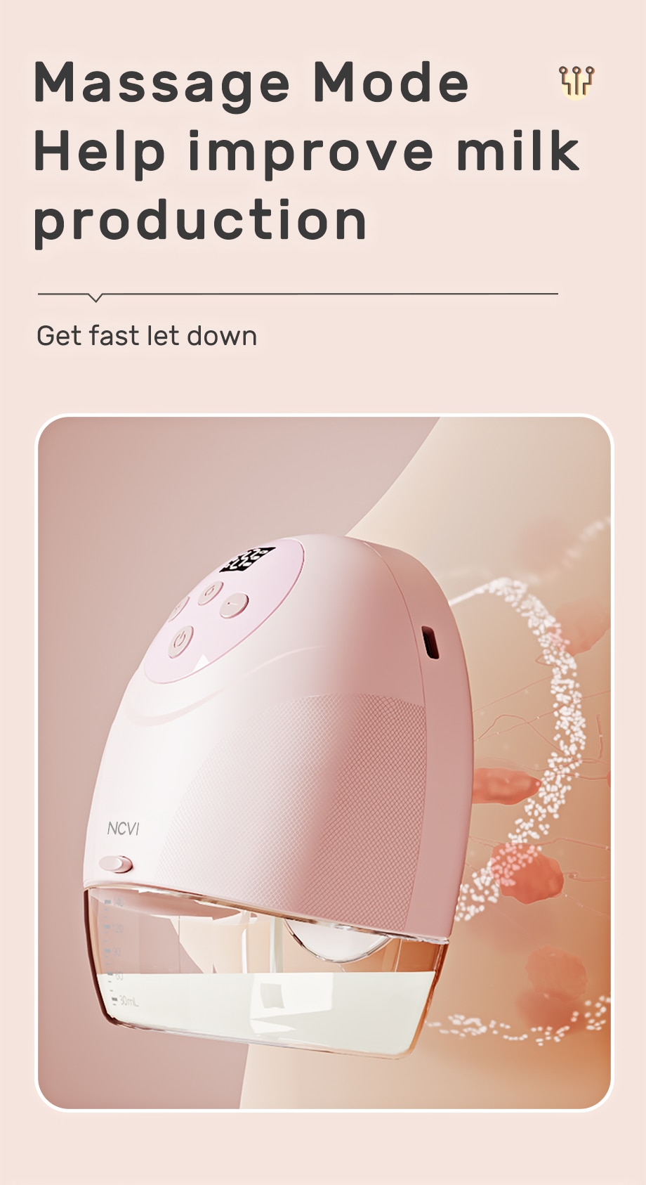 NCVI Wearable Breast Pump, Hands Free Breast Pump, 3 Modes & 9 Levels, Painless Ultra Quiet Rechargeable Battery, 21/24mm Flange