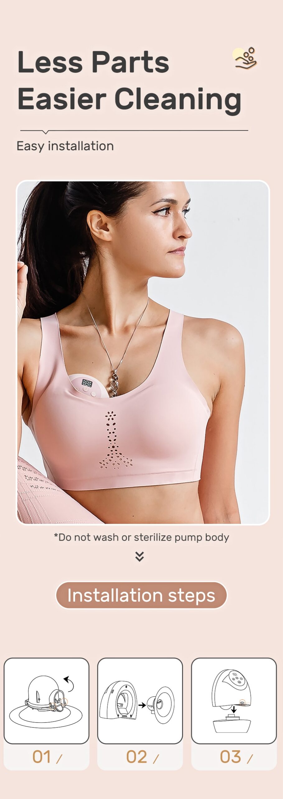 NCVI Wearable Breast Pump, Hands Free Breast Pump, 3 Modes & 9 Levels, Painless Ultra Quiet Rechargeable Battery, 21/24mm Flange