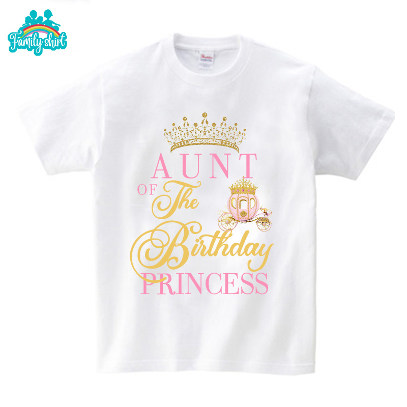 Princesses T Shirt Family Gift Birthday Shirt Carriage Crown Party Custom Name TShirt Girls Children Clothes Daddy Mommy Outfits