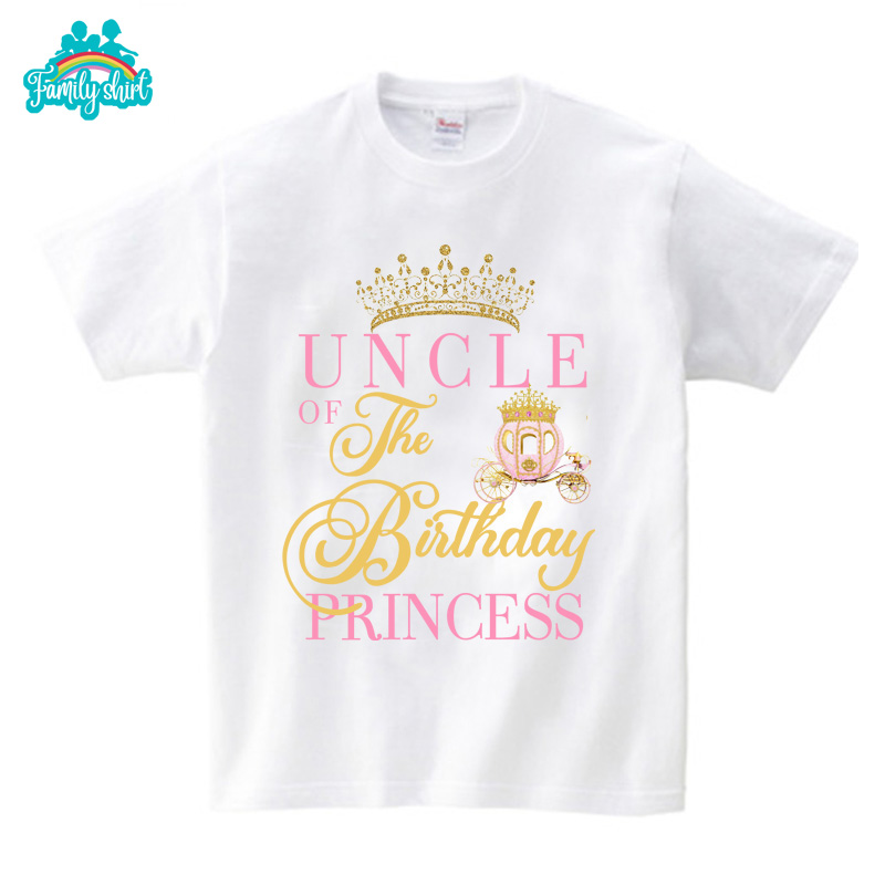 Princesses T Shirt Family Gift Birthday Shirt Carriage Crown Party Custom Name TShirt Girls Children Clothes Daddy Mommy Outfits