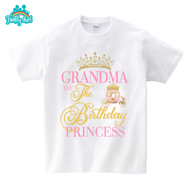 Princesses T Shirt Family Gift Birthday Shirt Carriage Crown Party Custom Name TShirt Girls Children Clothes Daddy Mommy Outfits