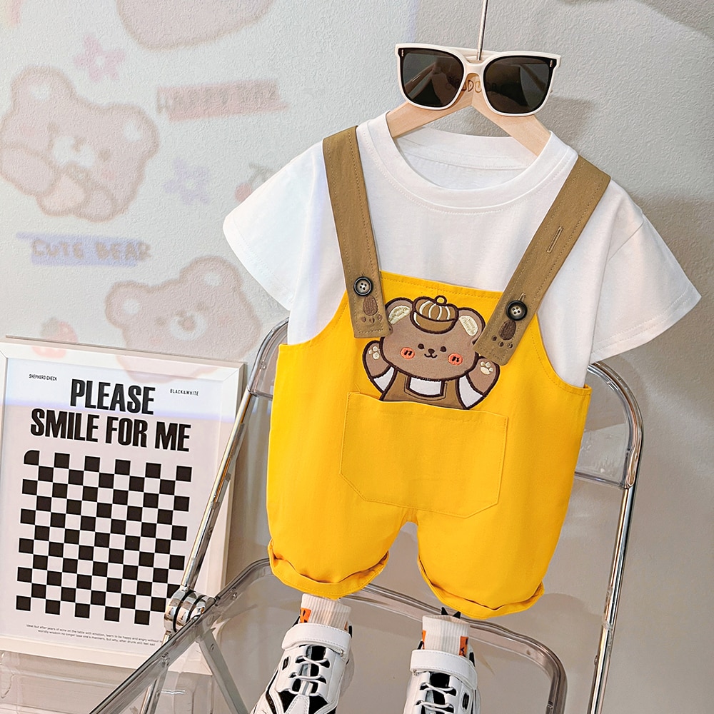 Boys And Girls Baby Summer New Style Lovely Shorts Braces Two Pcs Set