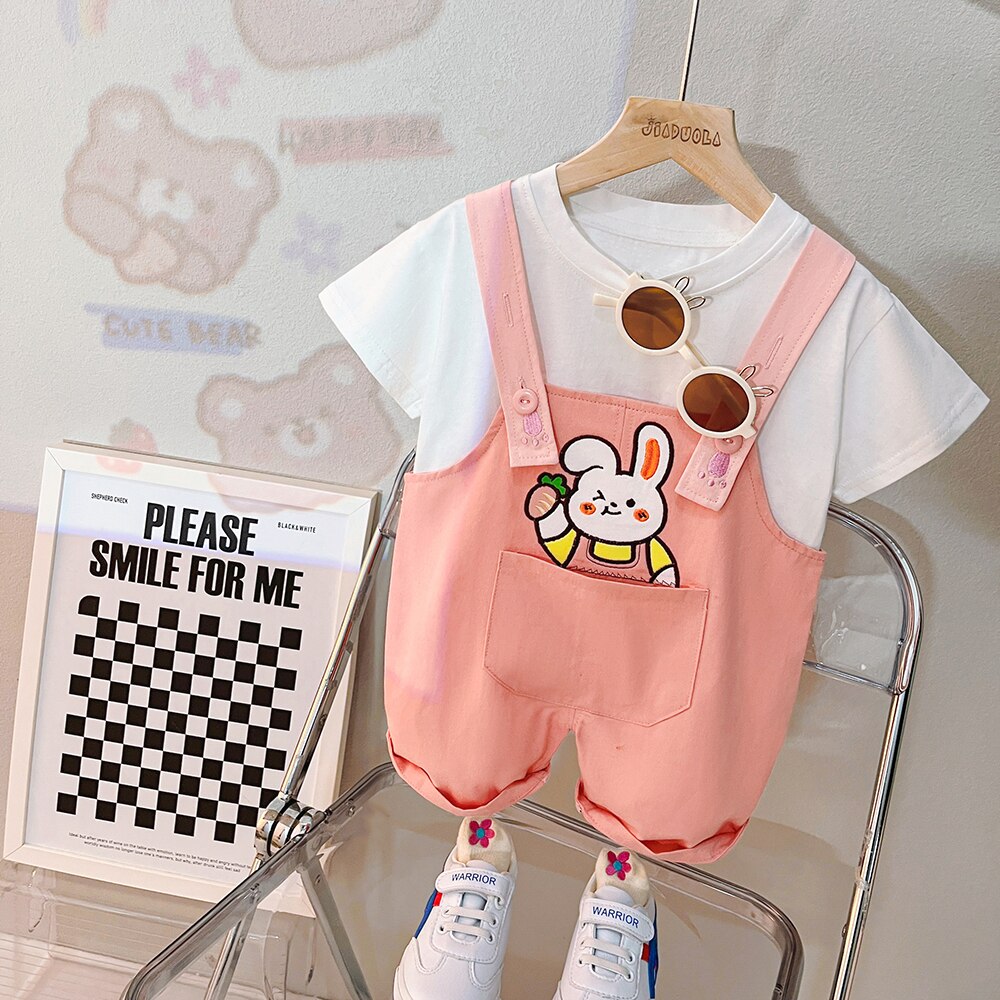 Boys And Girls Baby Summer New Style Lovely Shorts Braces Two Pcs Set