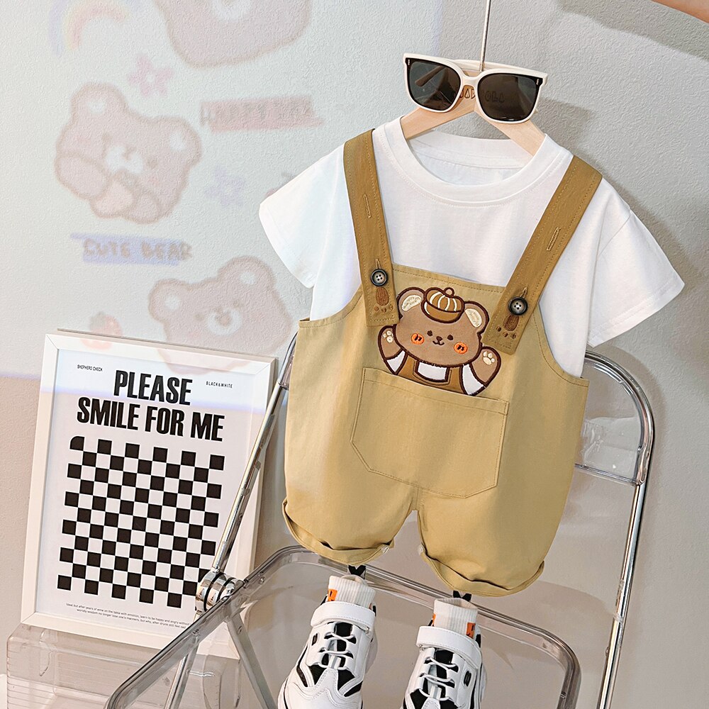Boys And Girls Baby Summer New Style Lovely Shorts Braces Two Pcs Set
