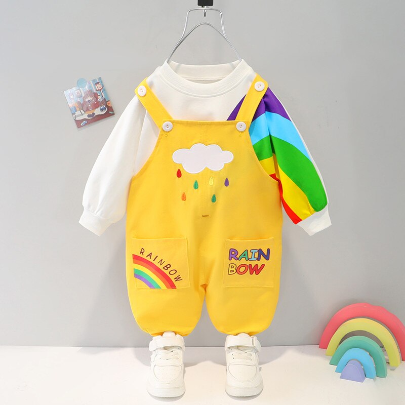 Boys Clothing Set Fashion New Autumn Gilrs Baby Suspender Suit High Quality Infant 1 2 3 Years Old