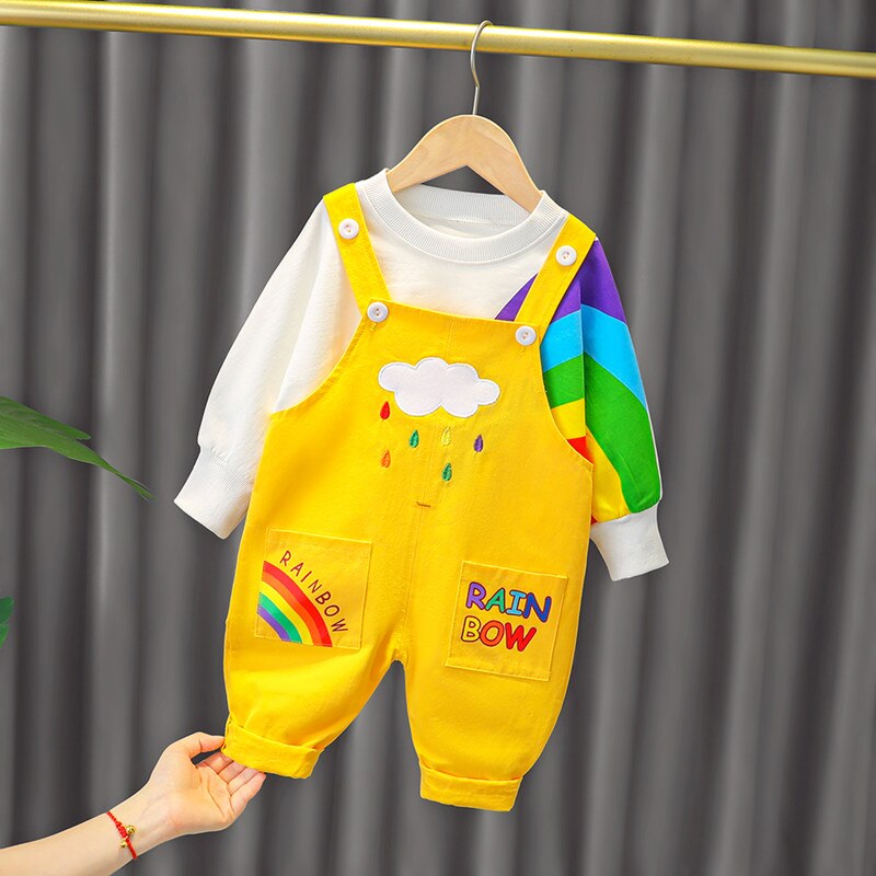 Boys Clothing Set Fashion New Autumn Gilrs Baby Suspender Suit High Quality Infant 1 2 3 Years Old