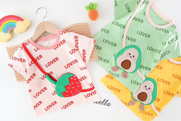 Baby Girl Clothes Sets Summer 2022 New Fashion Infant Suits Straberry Style Cotton Kids Costom 1-4 Years Child Clothing