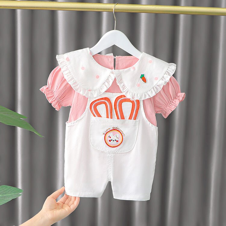Baby Girl Clothes Sets Summer 2022 New Fashion Infant Suits Straberry Style Cotton Kids Costom 1-4 Years Child Clothing